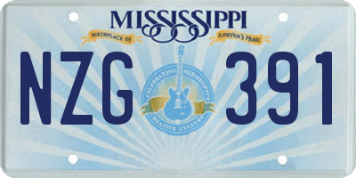 MS license plate NZG391