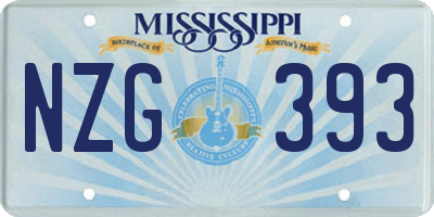 MS license plate NZG393