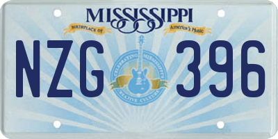 MS license plate NZG396