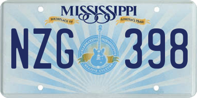 MS license plate NZG398