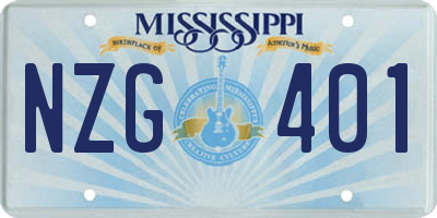 MS license plate NZG401