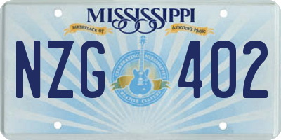 MS license plate NZG402