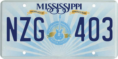 MS license plate NZG403