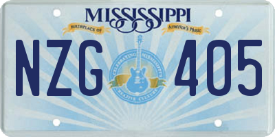 MS license plate NZG405