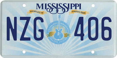 MS license plate NZG406