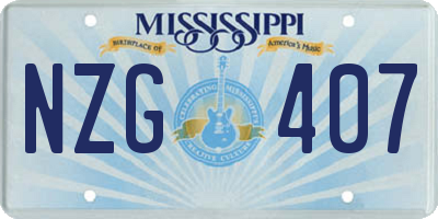 MS license plate NZG407