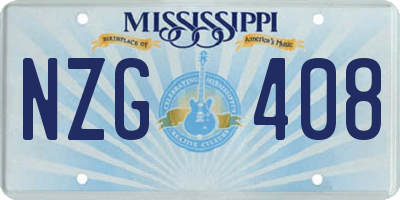 MS license plate NZG408