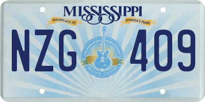 MS license plate NZG409
