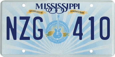 MS license plate NZG410