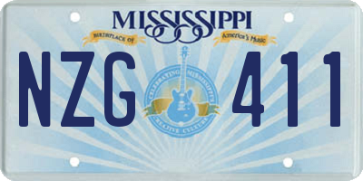 MS license plate NZG411
