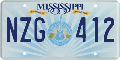 MS license plate NZG412
