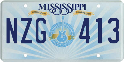 MS license plate NZG413