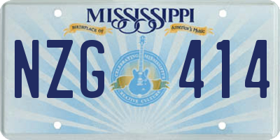 MS license plate NZG414