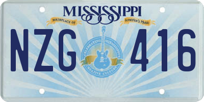 MS license plate NZG416