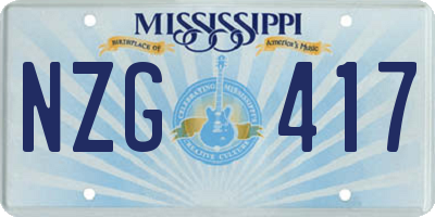 MS license plate NZG417