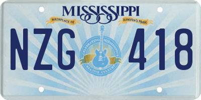 MS license plate NZG418