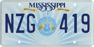 MS license plate NZG419
