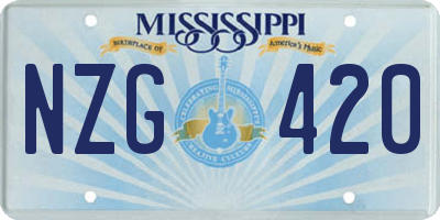 MS license plate NZG420