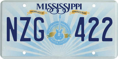 MS license plate NZG422