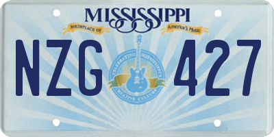 MS license plate NZG427