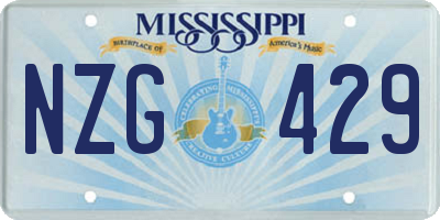 MS license plate NZG429