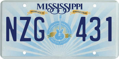 MS license plate NZG431