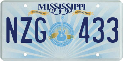 MS license plate NZG433