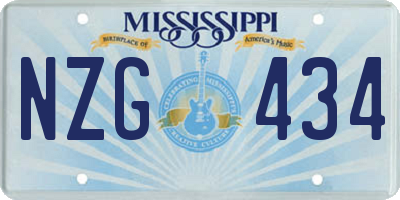 MS license plate NZG434