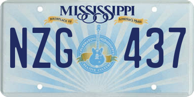 MS license plate NZG437