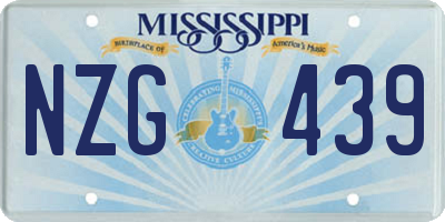 MS license plate NZG439