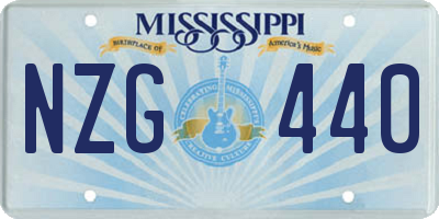 MS license plate NZG440