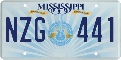 MS license plate NZG441