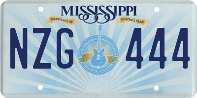 MS license plate NZG444