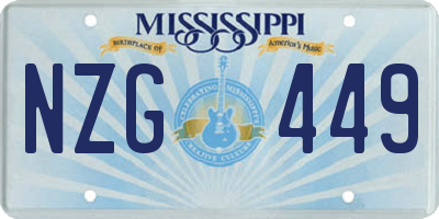 MS license plate NZG449