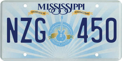 MS license plate NZG450