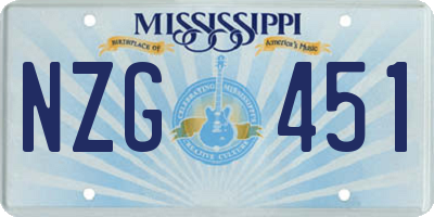 MS license plate NZG451
