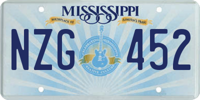 MS license plate NZG452
