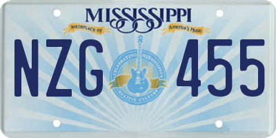 MS license plate NZG455