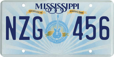 MS license plate NZG456