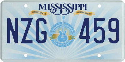 MS license plate NZG459