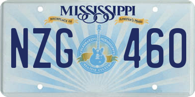 MS license plate NZG460