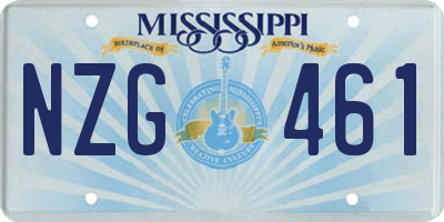 MS license plate NZG461