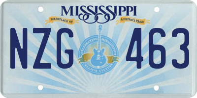 MS license plate NZG463