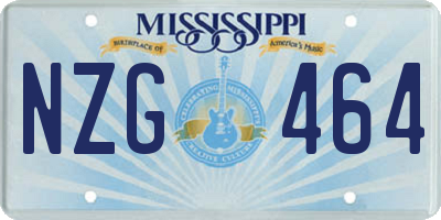 MS license plate NZG464
