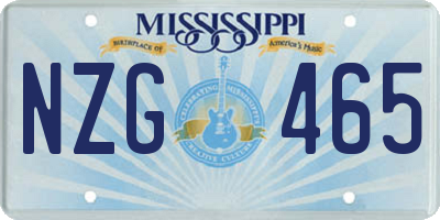 MS license plate NZG465