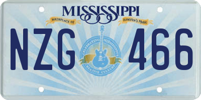 MS license plate NZG466