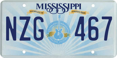 MS license plate NZG467