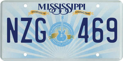 MS license plate NZG469