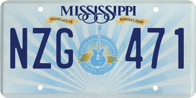 MS license plate NZG471