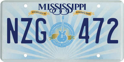 MS license plate NZG472